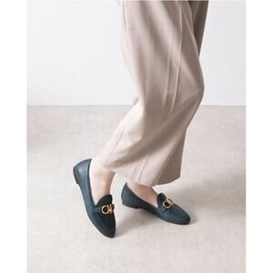 Salvatore Ferragamo Galie Embellished Leather Loafers Teal Women's Size 7 NWOT